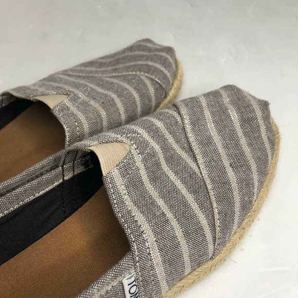 Toms Alpargata grey and white strip Canvas Size 8 - Picture 2 of 14